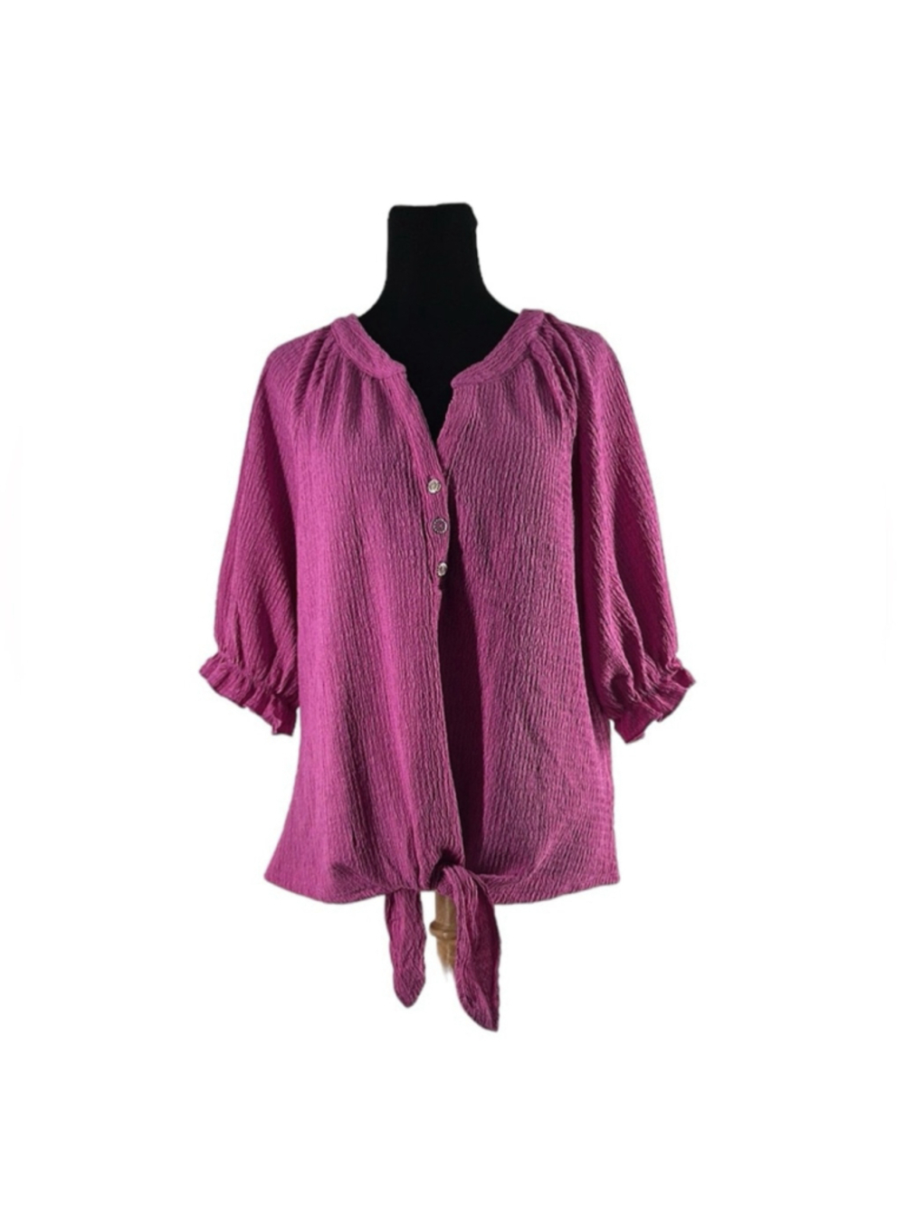 Adrienne Vittadini blouse crepe pink tie front top business casual sz Lg NWT